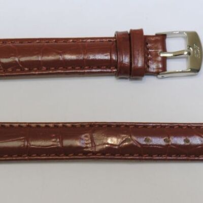 Bracelet montre cuir vachette véritable modèle bombé gr alligator congo marron 12mm extralong XL