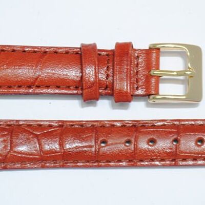 Cinturino per orologio in vera pelle di vacchetta bombata rosso congo ocra grana alligatore 16 mm