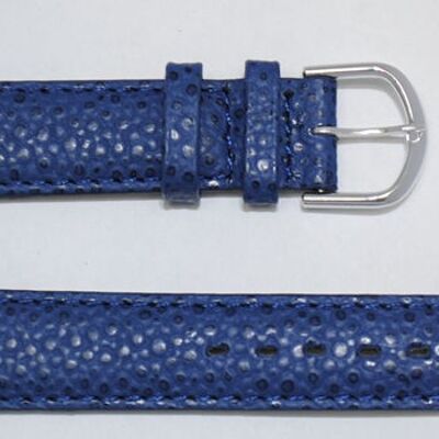 Genuine cowhide leather watch strap, ETNA blue domed model, 18mm