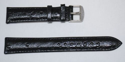 Bracelet montre cuir vachette véritable modèle bombé GR AUTRUCHE noir 18mm