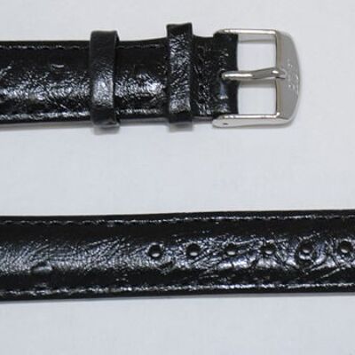 Uhrenarmband aus echtem Rindsleder gebogen Modell GR OSTRICH schwarz 18mm