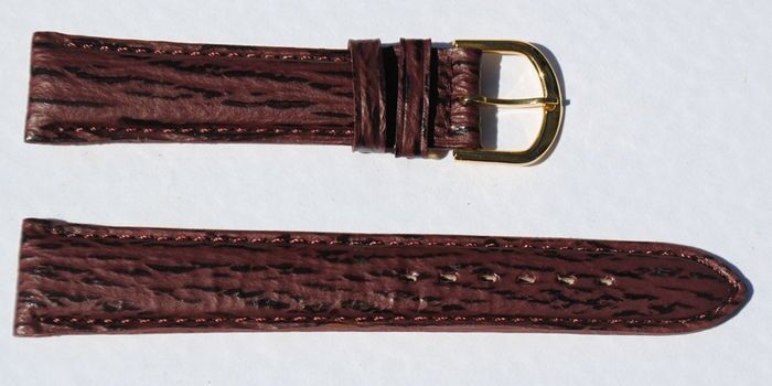 Buy wholesale Genuine burgundy domed shark leather watch strap 18mm