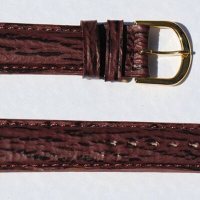 Genuine burgundy domed shark leather watch strap 18mm