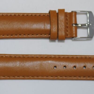 Roma gold smooth domed genuine cowhide leather watch strap 20mm extra long XL