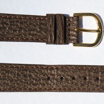 Bracelet montre cuir requin véritable plat marron 18mm