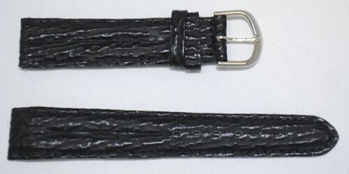 Bracelet montre cuir vachette véritable modèle bombé double joncs gr requin Tanzanie noir