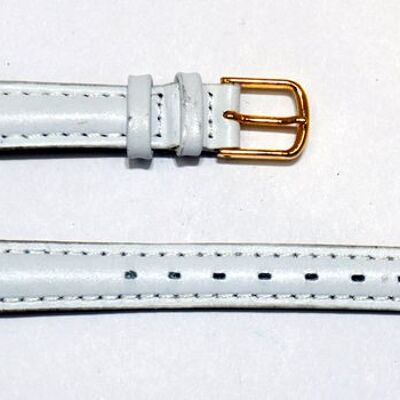 Genuine cowhide leather watch strap rounded model smooth roma white 12mm