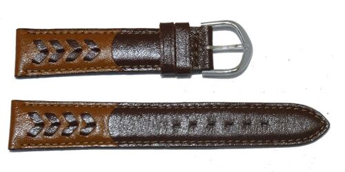 Bracelet montre cuir vachette véritable tressé marron 18mm