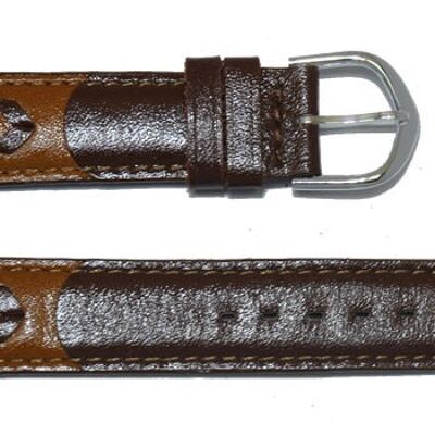 Brown braided genuine cowhide leather watch strap 18mm