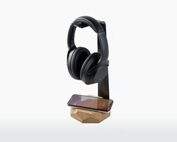 2 in 1 Headphone and charger holder in wood - Oak 3