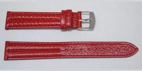 Bracelet montre cuir vachette véritable modèle bombé double joncs Ibiza rouge 20mm
