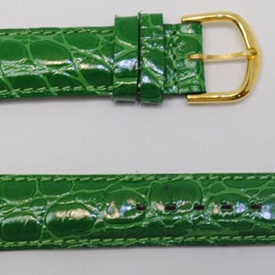 Correa de reloj de piel vacuno genuina modelo cocodrilo abombado verde florida 18mm