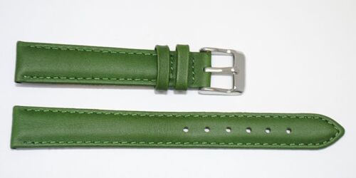 Bracelet montre cuir vachette véritable bombé lisse roma vert 16mm