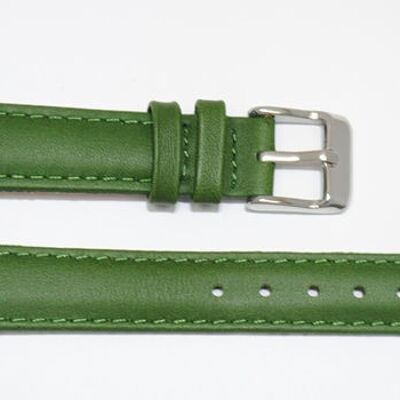 Uhrenarmband aus echtem Rindsleder, glattes, gewölbtes Roma-Grün, 16 mm