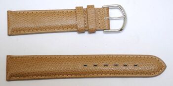 Bracelet montre cuir vachette véritable bombé modèle PALERMA beige, largeur 12mm