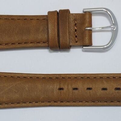 Cinturino per orologio da 20 mm in vera pelle di vacchetta marrone antico bombata roma.