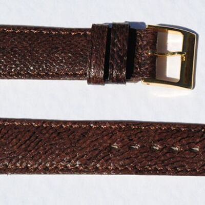 Correa de reloj de cuero maruca genuino abombado marrón de 16 mm