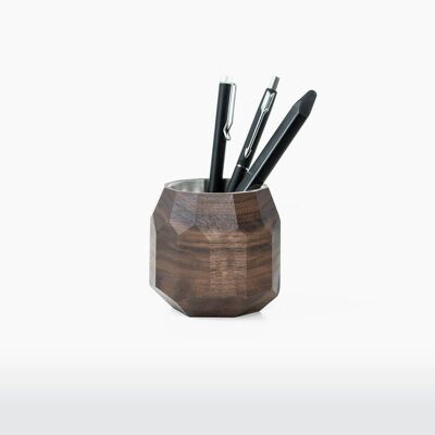 Pot à stylos géométrique - Noyer