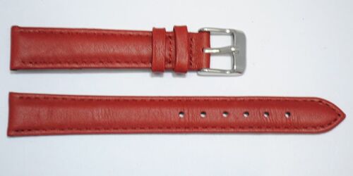 Bracelet montre cuir vachette véritable bombé lisse roma rouge 16mm