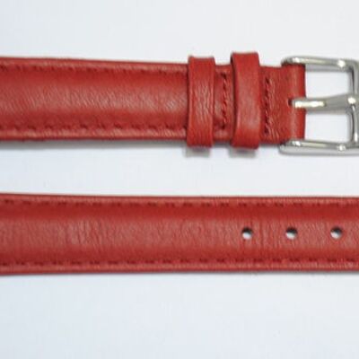 Bracelet montre cuir vachette véritable bombé lisse roma rouge 16mm