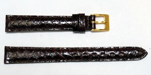 Bracelet montre cuir saumon véritable marron bombé 12mm
