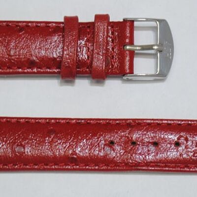 Arica red domed genuine cowhide leather watch strap 16mm ostrich grain