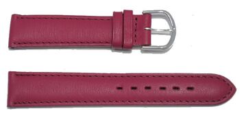 Bracelet montre cuir vachette véritable bombé modèle roma fuchsia 18mm