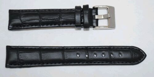 Bracelet montre cuir vachette véritable modèle bombé GR alligator noir 18mm