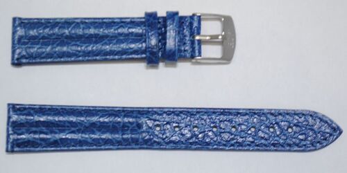 Bracelet montre cuir vachette véritable modèle bombé double joncs Ibiza bleu 20mm