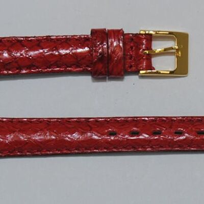 Genuine salmon burgundy rust leather watch strap 12mm