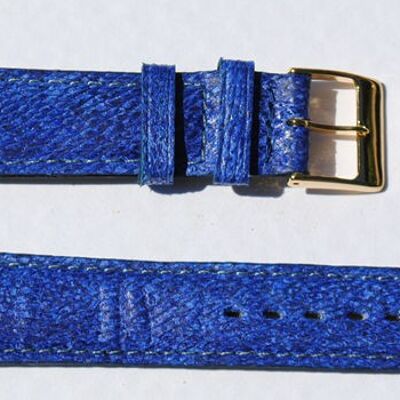 Correa de reloj de piel de maruca genuina azul abombada de 18 mm