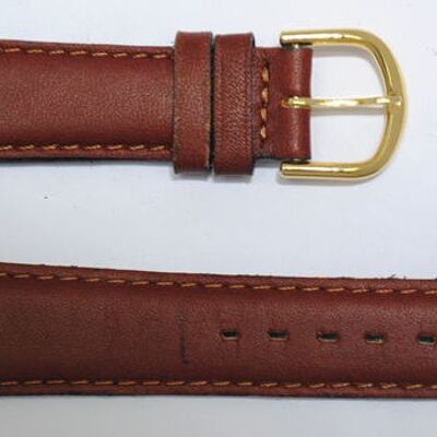 Genuine roma bulging cowhide leather watch strap antique brown 20mm