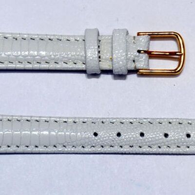 White jakarta grain domed genuine cowhide leather watch strap 12mm