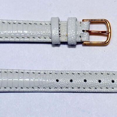 Cinturino per orologio da 12 mm in vera pelle di vacchetta con cupola a grana bianca jakarta