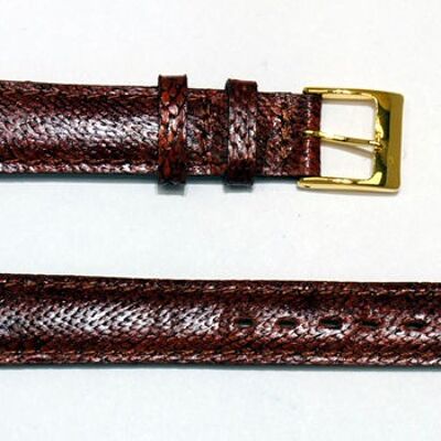 Braunes gewölbtes Uhrenarmband aus echtem Maruca-Leder, 14 mm