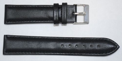 Bracelet montre cuir vachette véritable modèle bombé lisse roma noir 20mm
