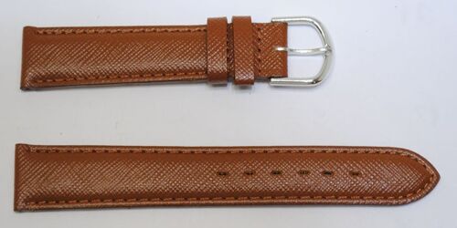 Bracelet montre cuir vachette véritable bombé modèle TORINO marron, largeur 18mm