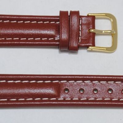 Bracelet montre cuir vachette véritable aviateur roma marron avec couture blanche 18mm