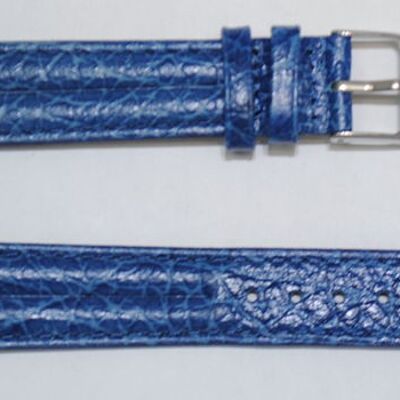 Cinturino per orologio in vera pelle di vacchetta bombata modello Ibiza blu doppie aste 18mm