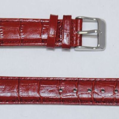 Genuine domed cowhide leather watch strap congo red alligator grain 16mm