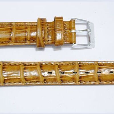 Correa de reloj de piel de vacuno abombada genuina grano de cocodrilo dorado congo 12 mm
