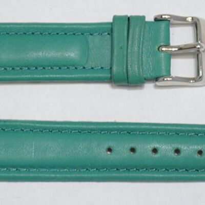 Genuine cowhide leather watch strap, roma green aviator model, 20mm