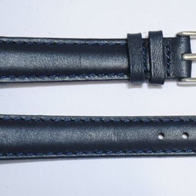 Bracelet montre cuir vachette véritable bombé lisse roma bleu marine 14mm