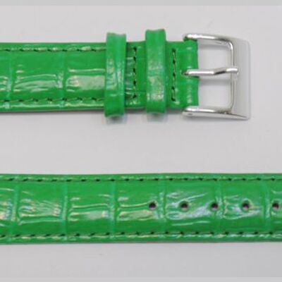 Bracelet montre cuir vachette véritable modèle bombé gr alligator congo vert pastel 12mm