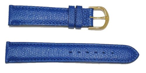 Bracelet montre cuir vachette véritable modèle bombé PALERMA bleu 18mm