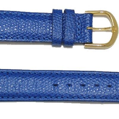 Cinturino per orologio in vera pelle di vacchetta PALERMA modello bombato blu 18mm