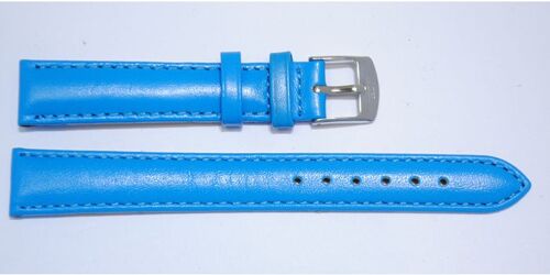 Bracelet montre cuir vachette véritable bombé lisse roma bleu 16mm