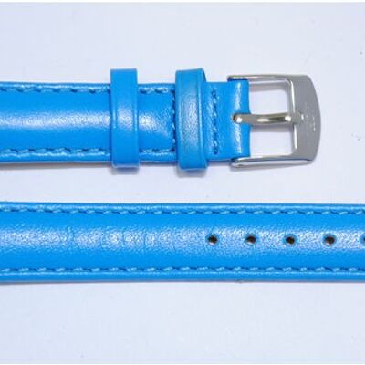 Genuine smooth bulging roma blue cowhide leather watch strap 16mm