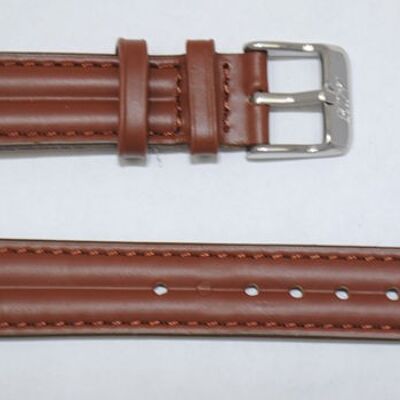Genuine cowhide leather watch strap roma brown double rods 20mm
