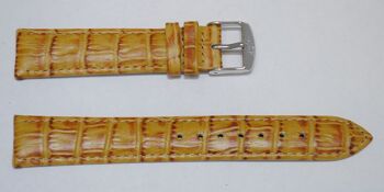 Bracelet montre cuir vachette véritable bombé grain alligator congo gold 18mm